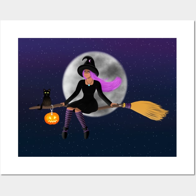 Witch On a broom Wall Art by Raghni.C 